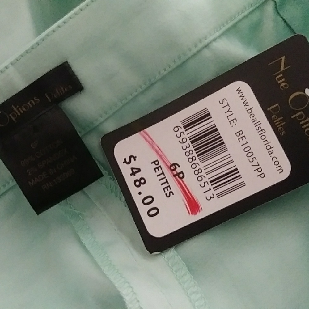 Nue Options Petites 6P Womens capri pants teal - Picture 7 of 7